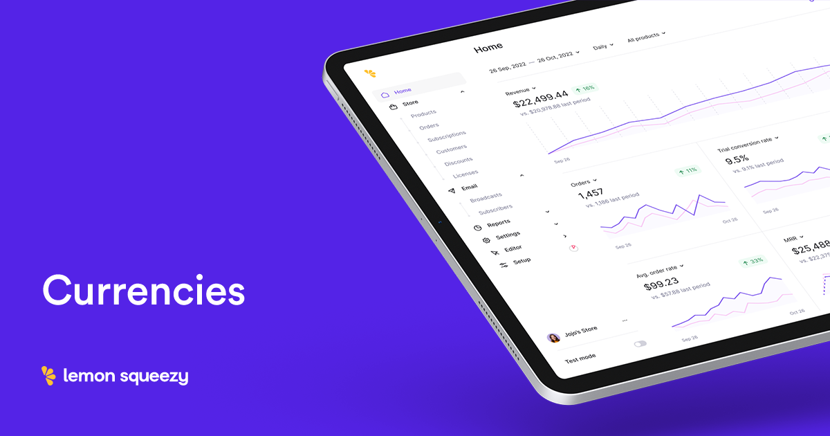 Docs: Currencies • Lemon Squeezy